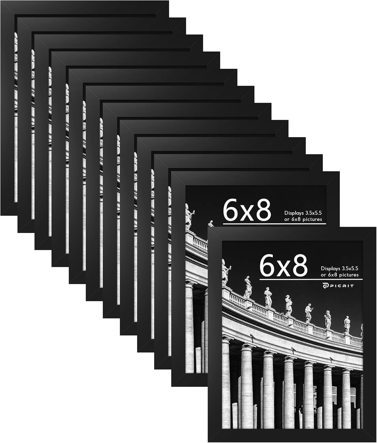 Picrit 6x8 Picture Frame Set of 12 for Wall or Table Display