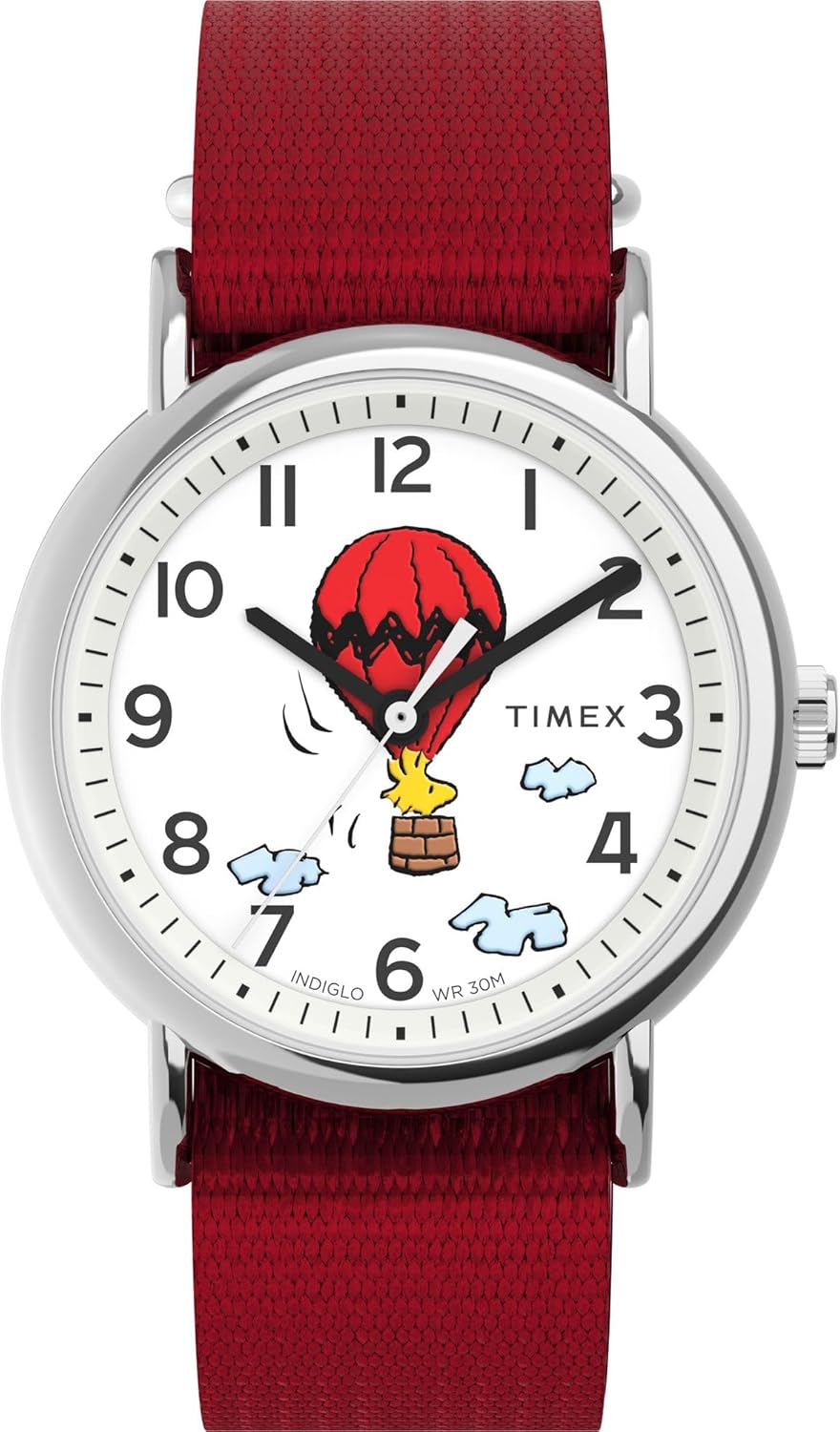 Timex Unisex Weekender 38mm Watch with Red Strap and White Dial