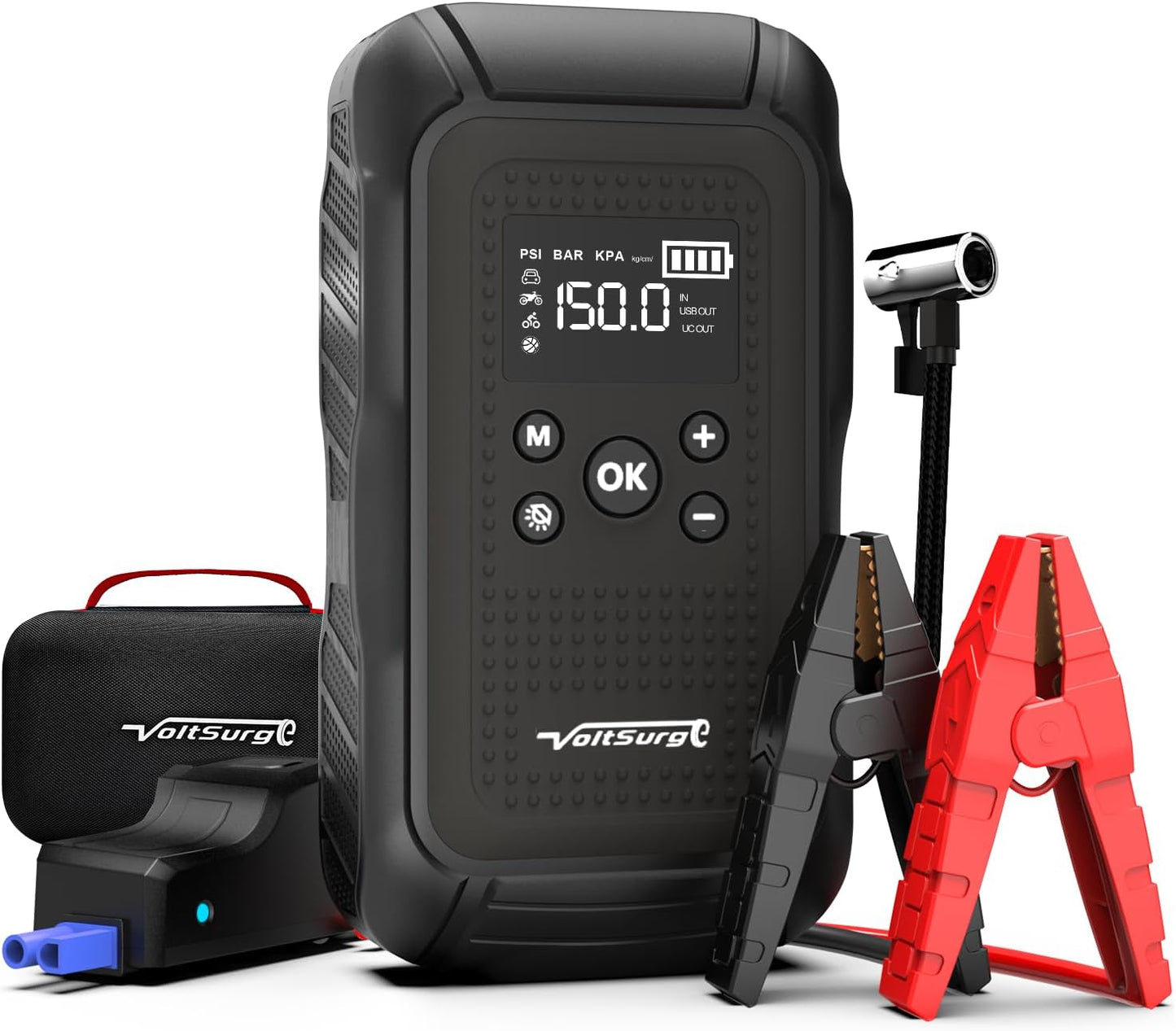 VoltSurge: 6000A Car Jump Starter + Air Compressor
