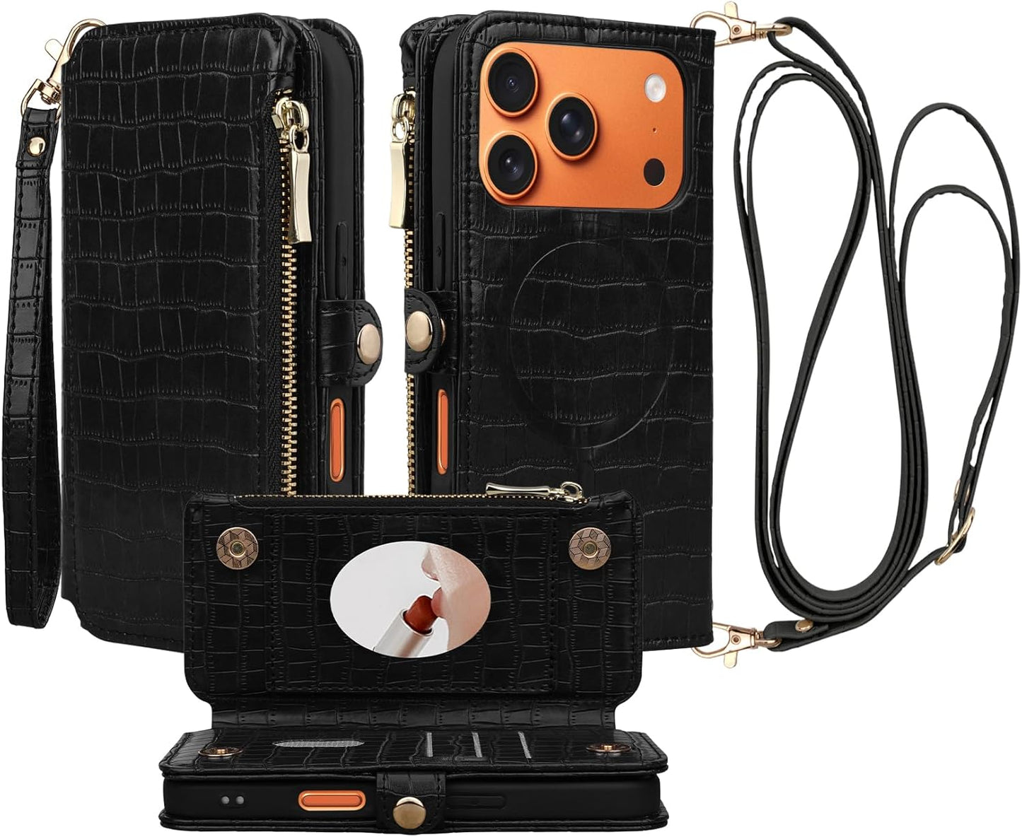 Crossbody Wallet Case for iPhone 17 Pro with RFID Blocking