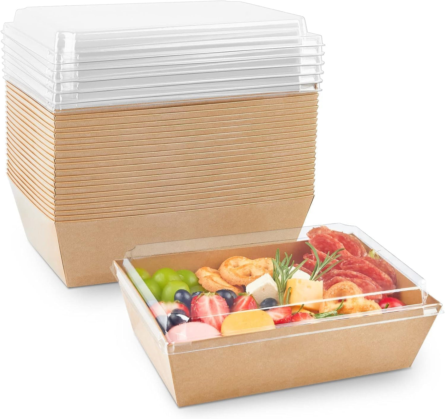 8 x 6 Inch Paper Charcuterie Boxes with Clear Lids for Parties