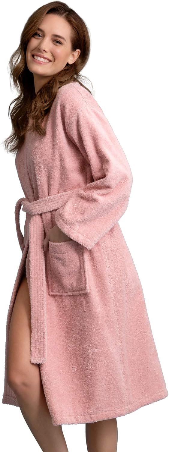 Soft Touch Linen Women's Terry Cloth Kimono Bathrobe for Comfort