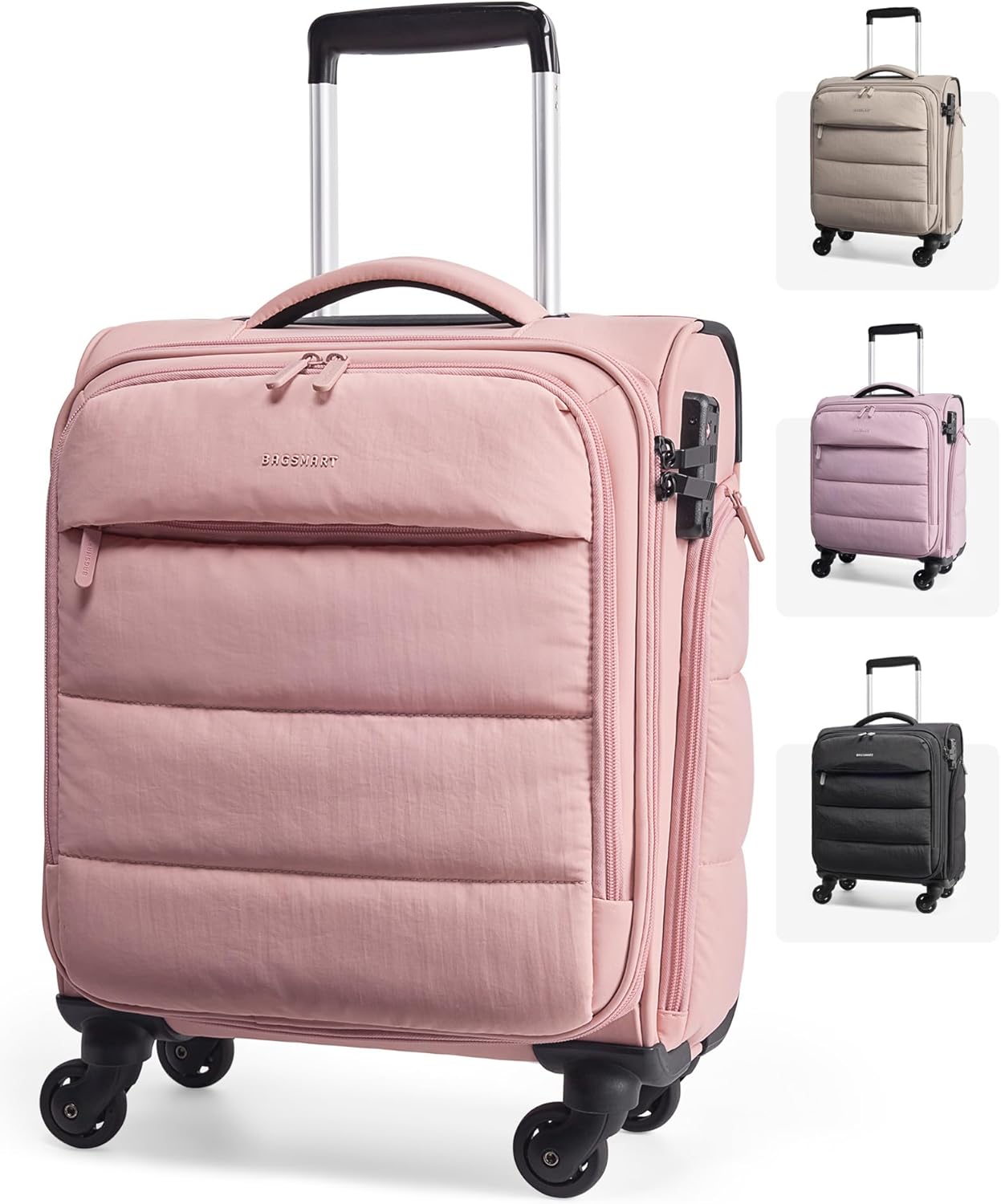 BAGSMART Underseat Carry on Luggage with Wheels for Travel