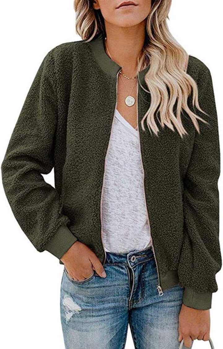 MIROL Women's Fall Fleece Bomber Jacket for Cozy Style