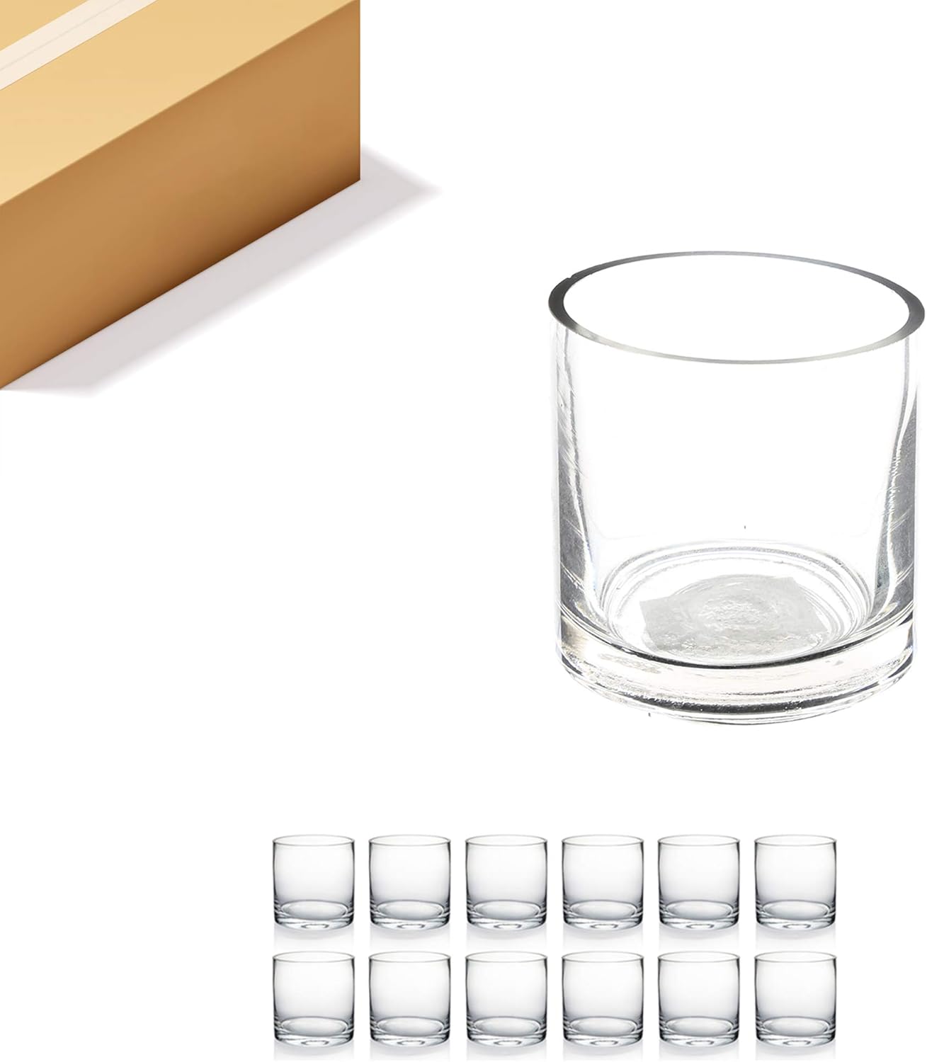 Clear Glass Cylinder Vase Set for Floral Arrangements and Decor