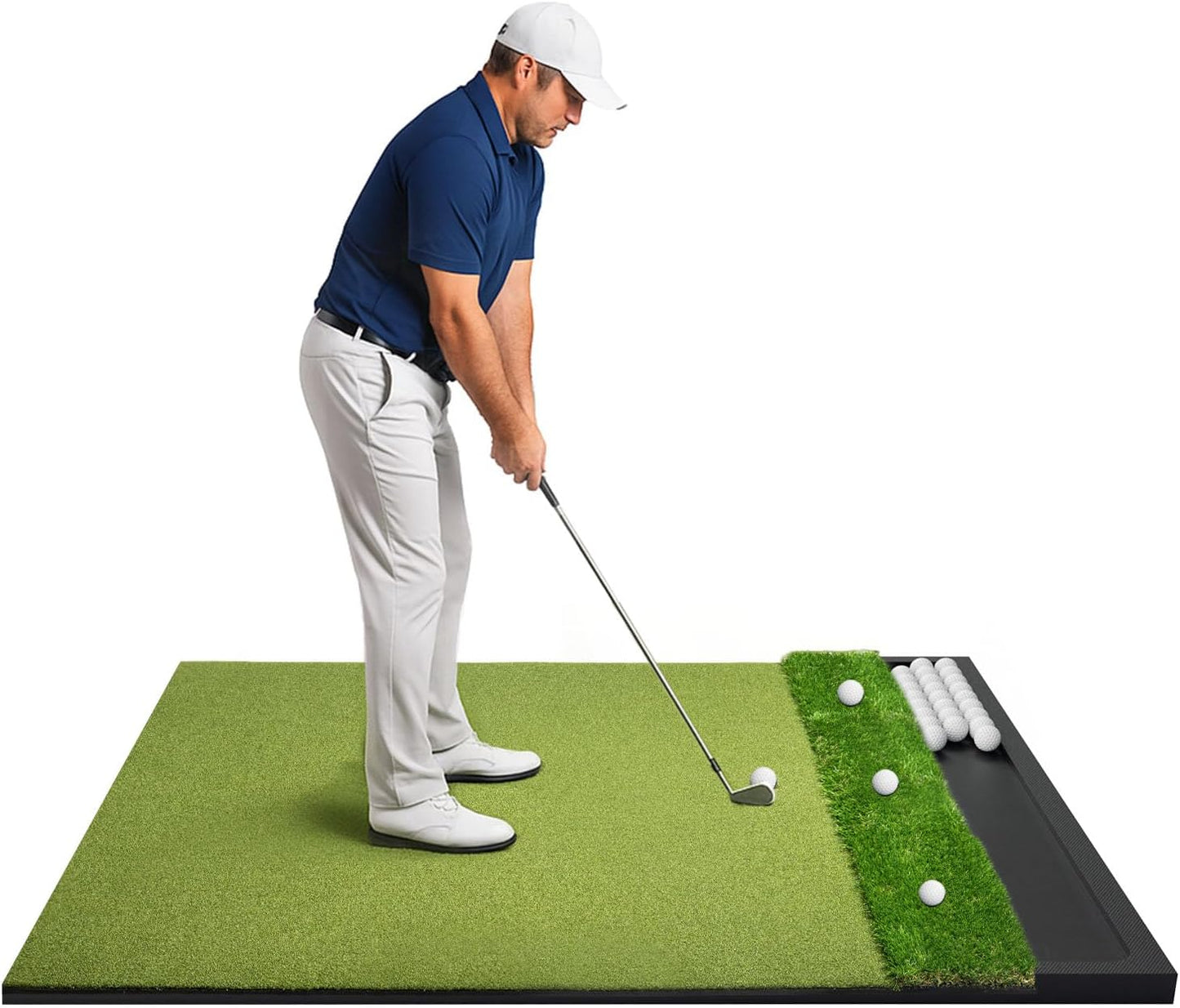 Golf Hitting Mat with Ball Tray for Indoor & Outdoor Practice
