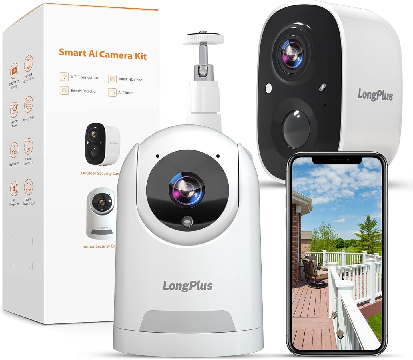 LongPlus Wireless Security Cameras for Home with AI Detection