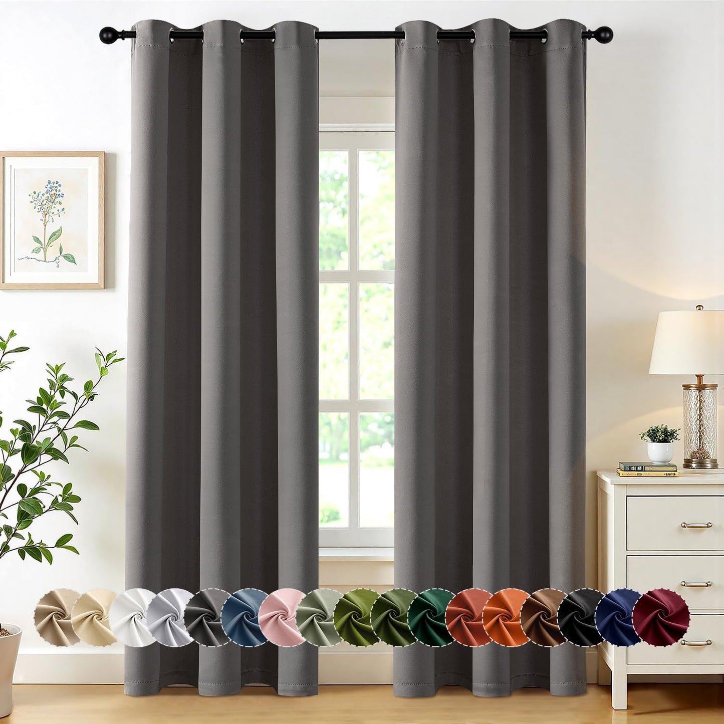 MIULEE Grey Blackout Curtains for Bedroom and Living Room