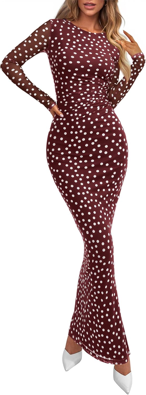 PRETTYGARDEN Women's Bodycon Maxi Dress for Fall and Spring