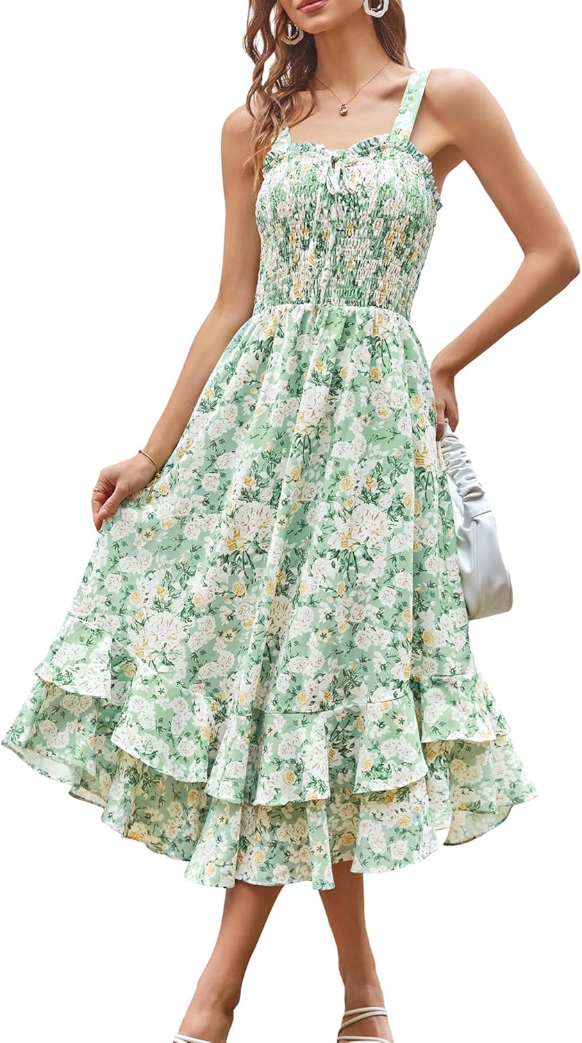 Floral Boho Dress for Women - Summer Maxi Sundress Style