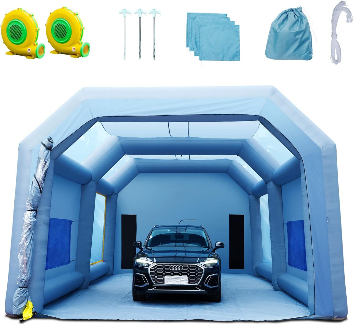 VEVOR 33ft Inflatable Car Spray Tent - Dual Blowers, Air Filter