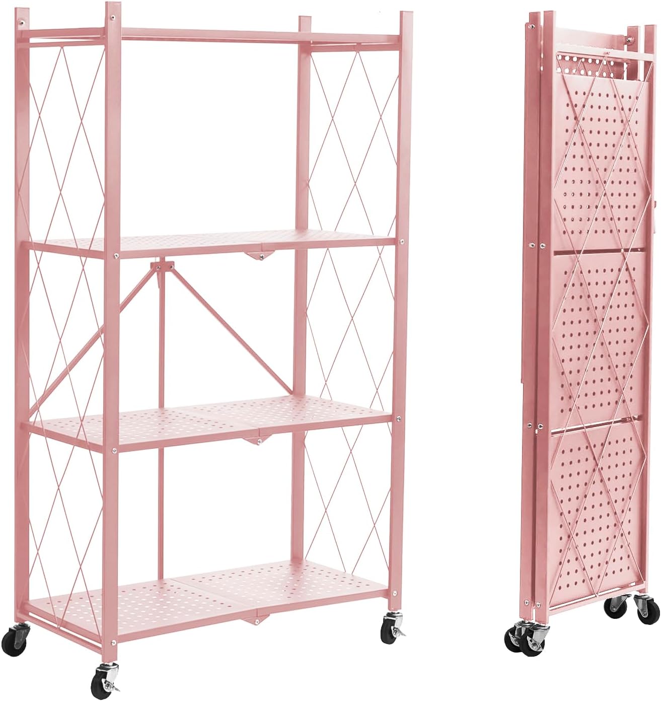 BRIAN & DANY 4-Shelf Foldable Storage Shelves with Wheels