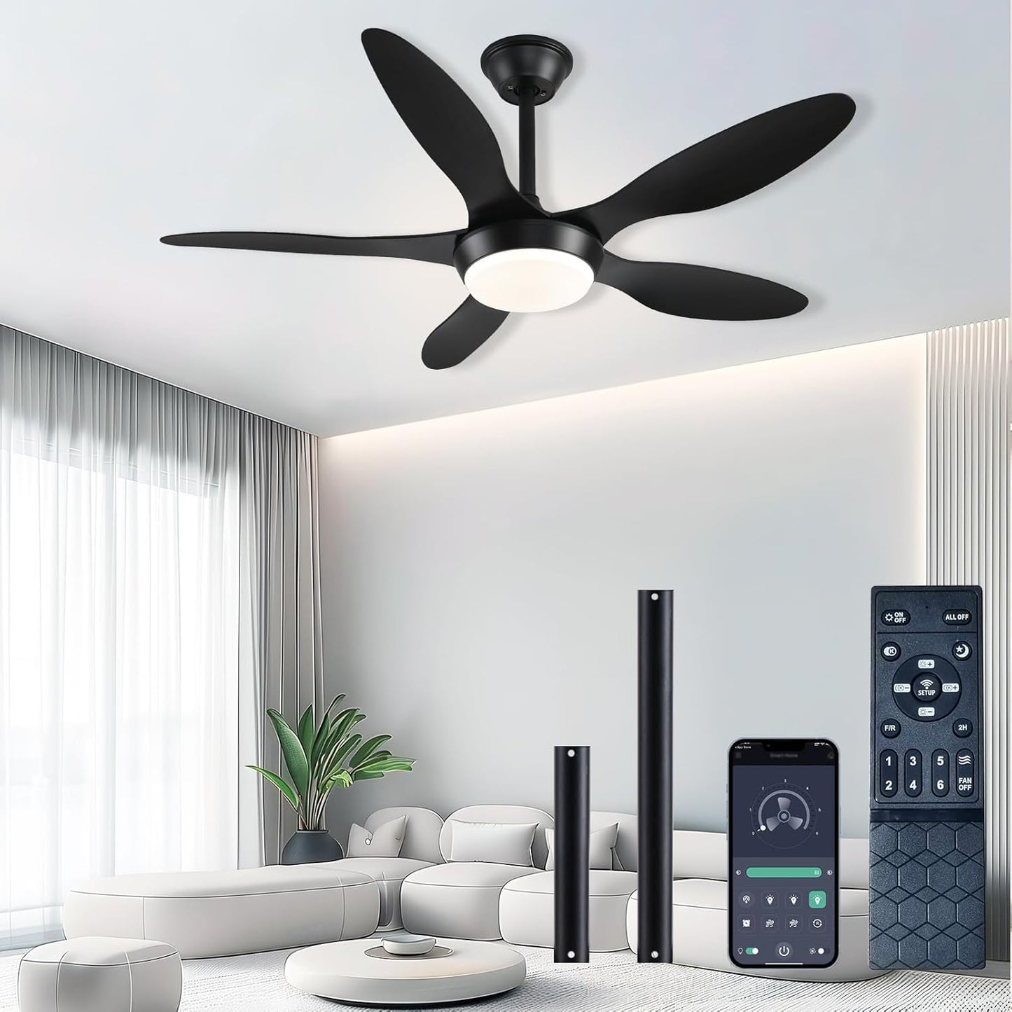 46 Inch Ceiling Fan with Light and Remote for Modern Homes