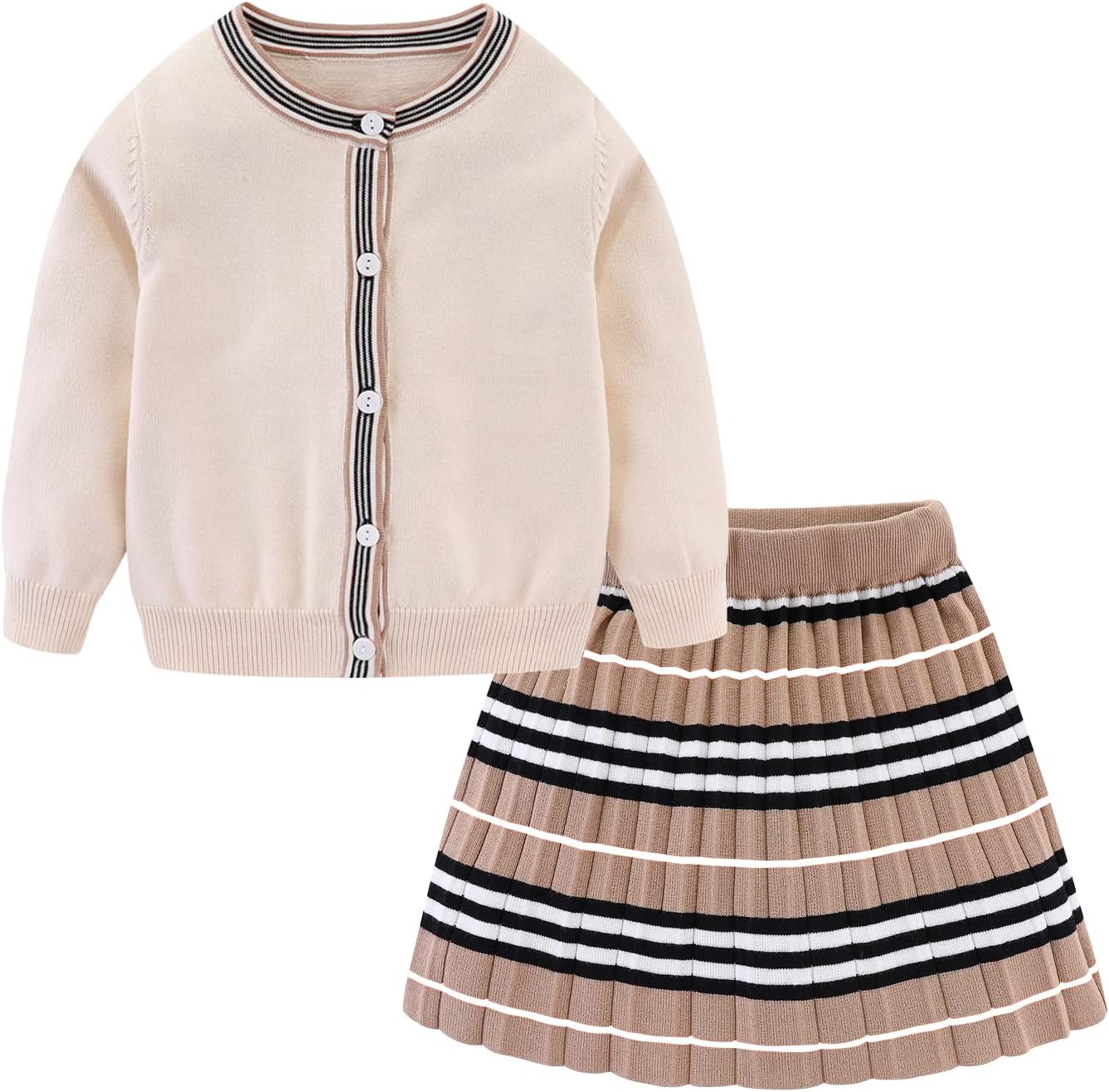 Mud Kingdom Cute Little Girls Ribbed Knit Cardigan Skirt Set