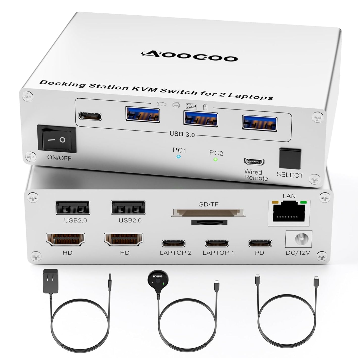 4K USB C KVM Switch Dock for Dual Monitors and Laptops