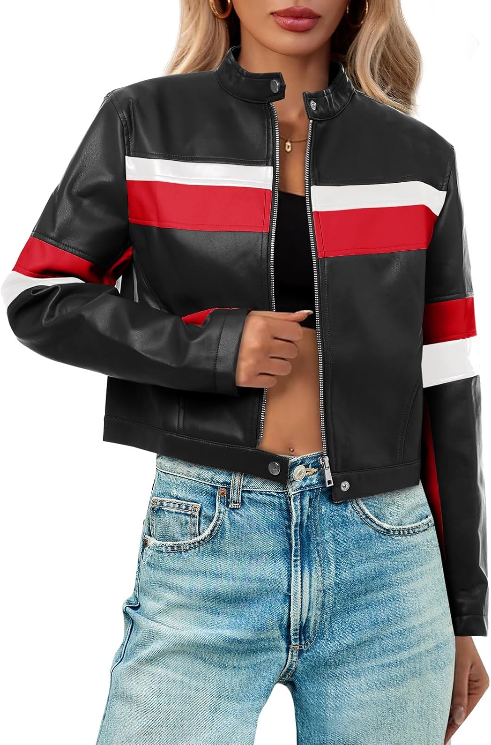 Tankaneo Womens Cropped Moto Biker Jackets for Stylish Looks