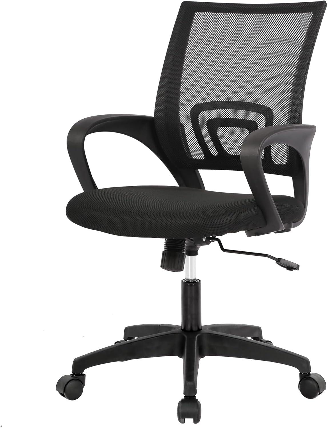Adjustable Ergonomic Office Chair - Lumbar Support, Swivel, Black