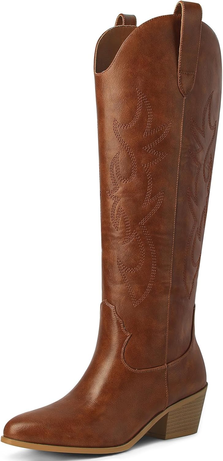 Ouepiano White Cowgirl Boots for Women - Stylish Knee High Design