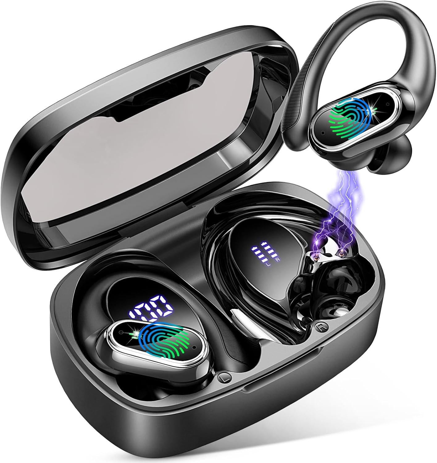 Poounur Bluetooth Earbuds: 50H Battery, Deep Bass, IP7 Waterproof