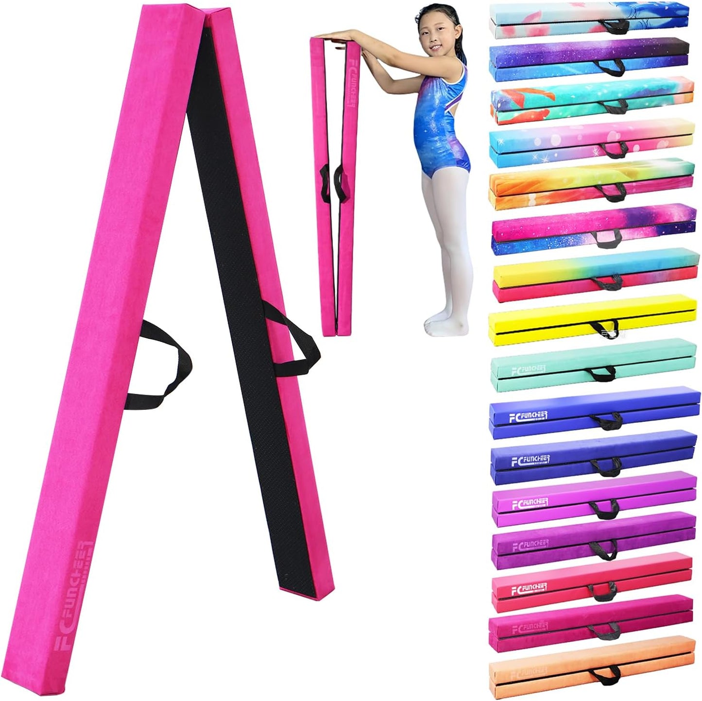 8FT Folding Balance Beam for Kids - Durable Gymnastics Equipment