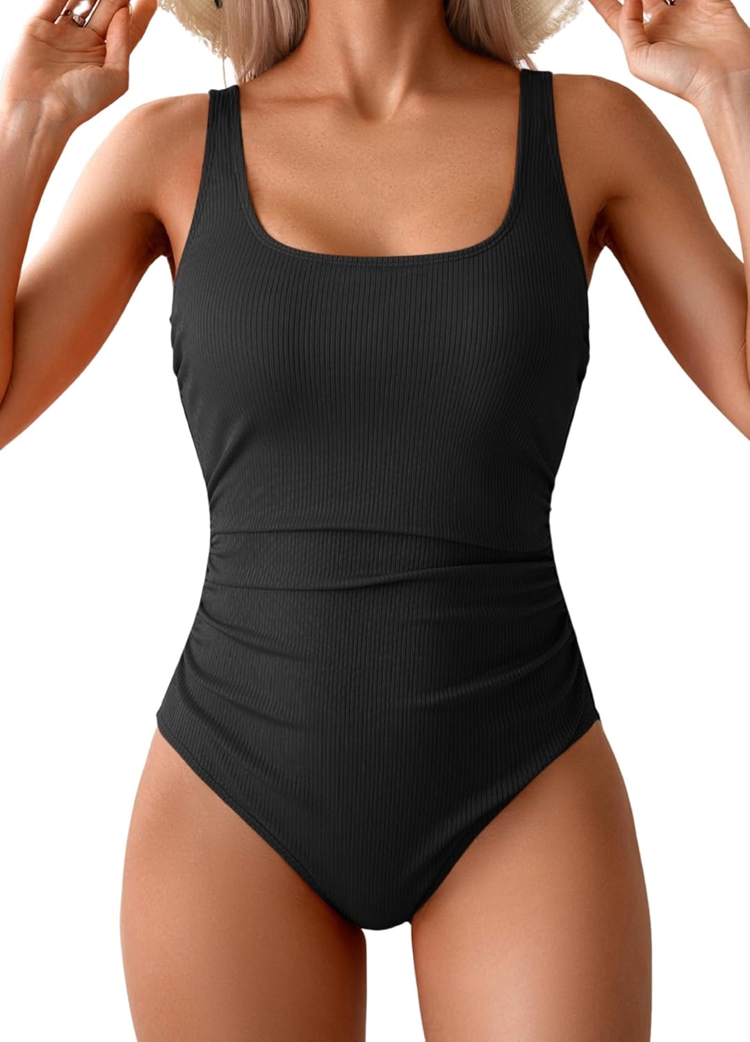 Ribbed Tummy Control One Piece Swimsuit for Women Slimming