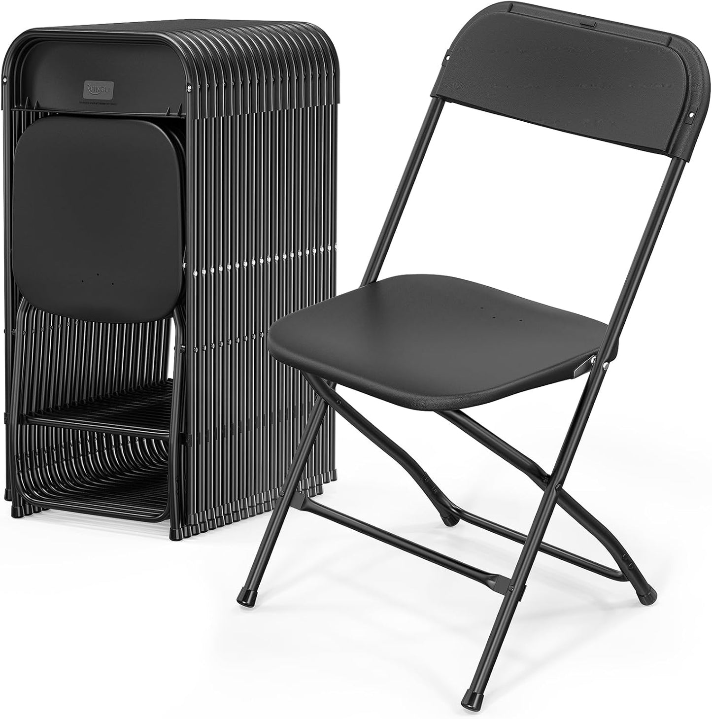 VINGLI 20 Pack Black Plastic Folding Chair for Events and More