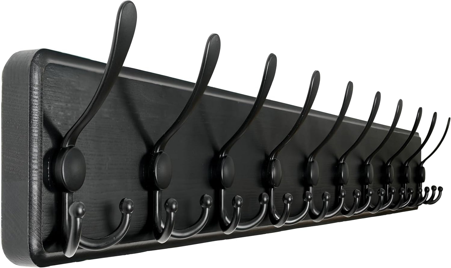 WEBI Coat Rack Wall Mount with 10 Tri Hooks for Coats and More