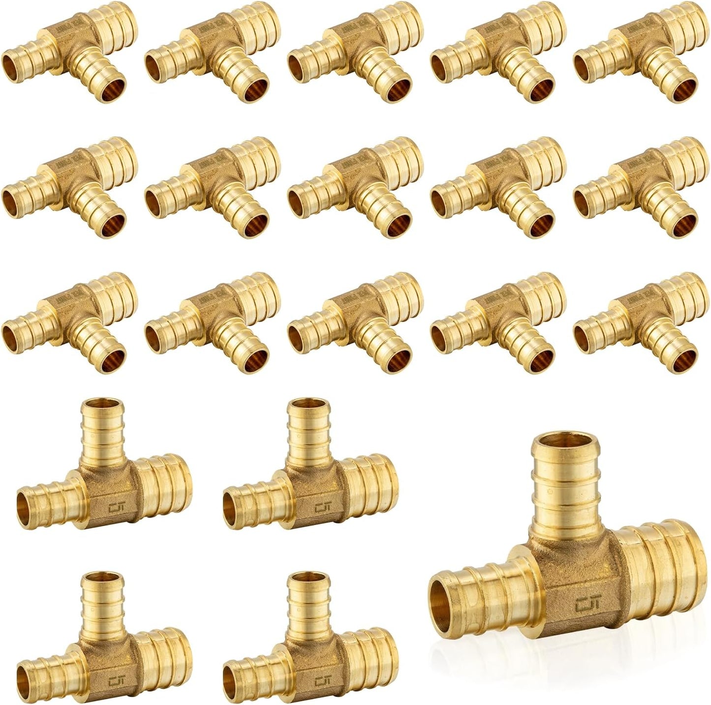 PEX Fittings 20-Pack 3/4in x 1/2in Reducing Tee for Plumbing