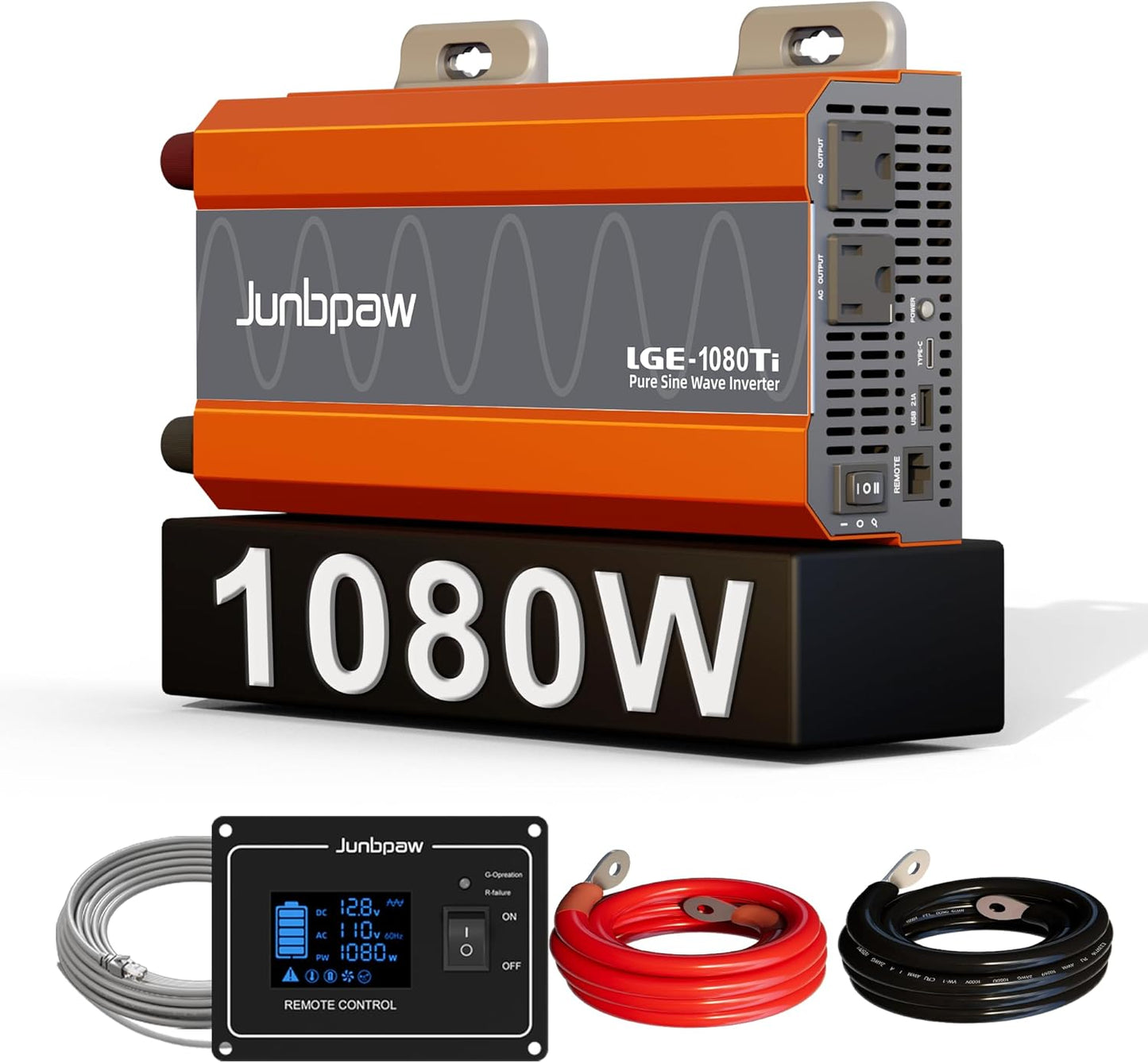 1080W Pure Sine Wave Inverter for Home, RV, and Camping
