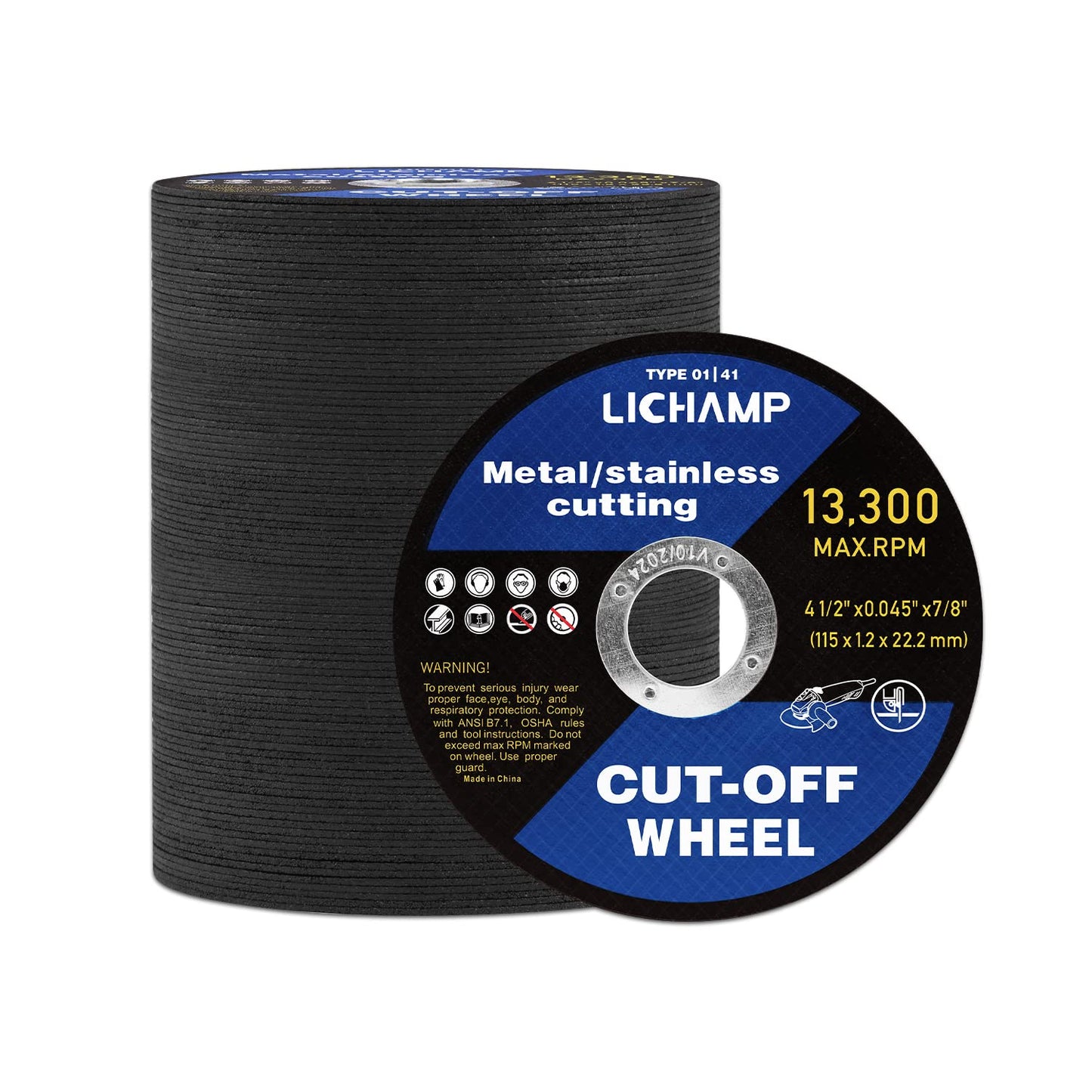 Lichamp 4.5 Metal Cut Off Wheels - 100 Pack for Precise Cutting