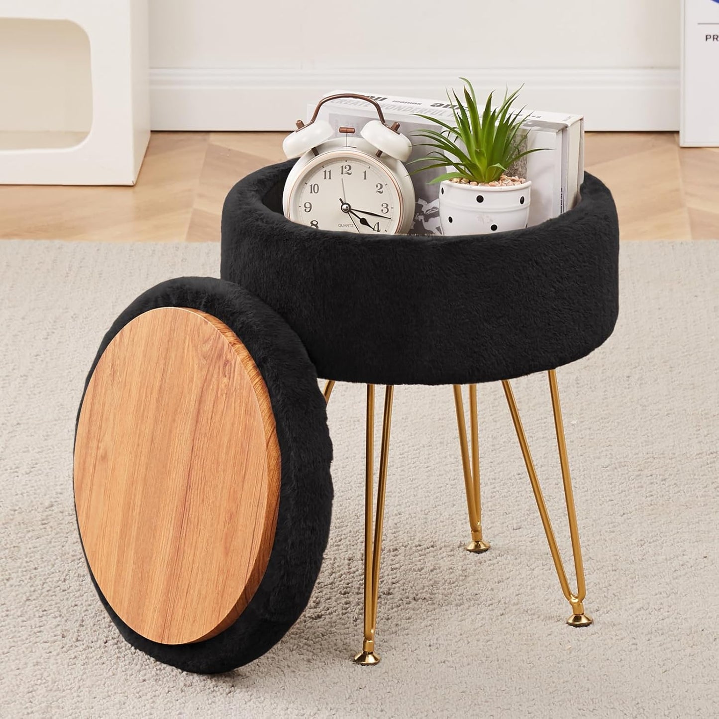 Cplxroc Footrest Ottoman with Storage Space and Metal Legs