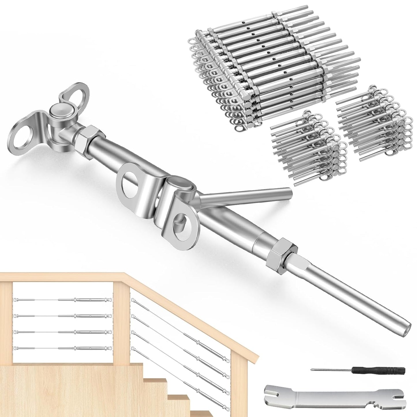 BLIKA 50 Pairs Cable Railing Kit for Adjustable Angle Installations