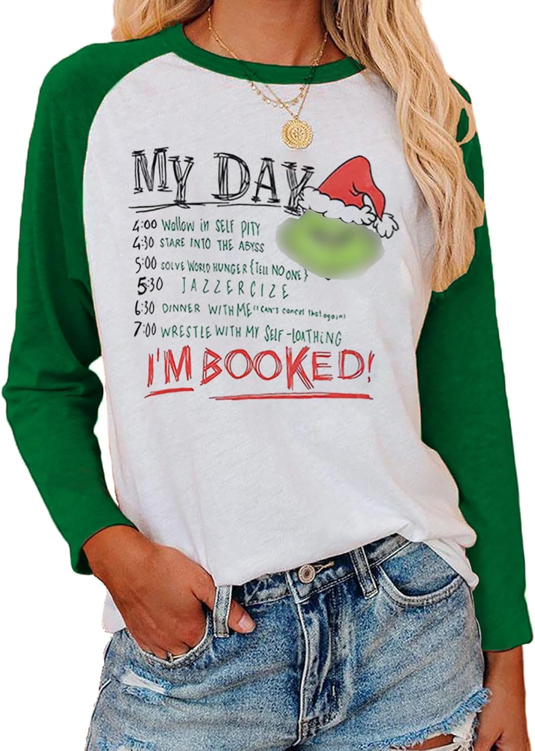 Funny Christmas Long Sleeve Tee - I'm Booked Print