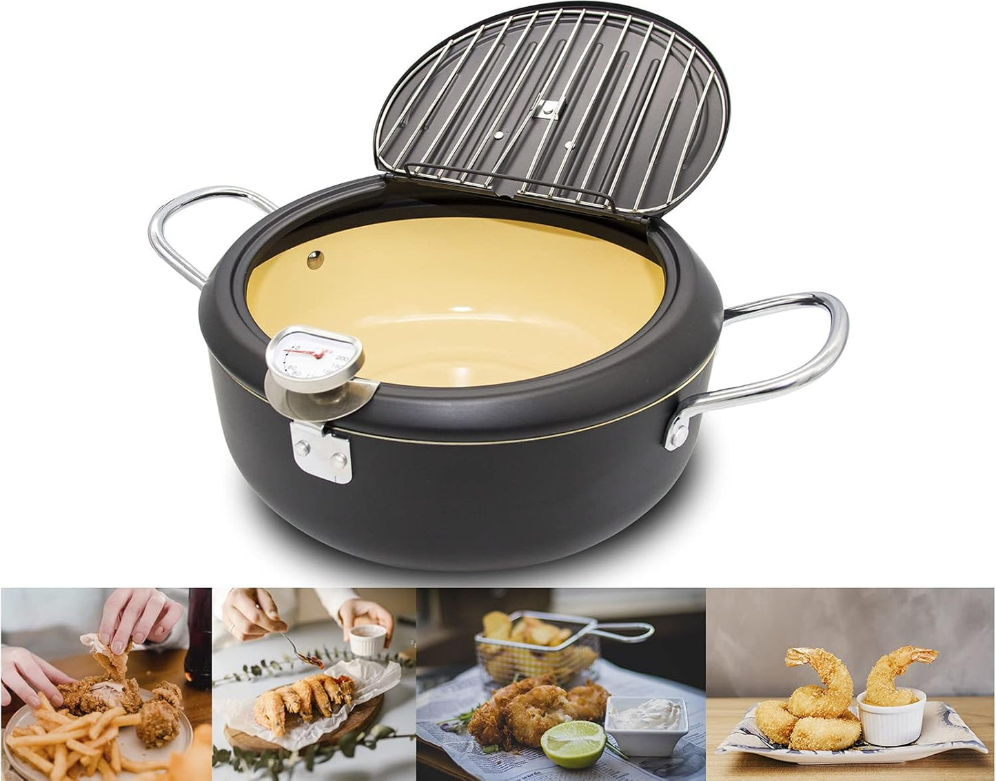 Japanese Tempura Deep Fryer Pot with Thermometer for Couples