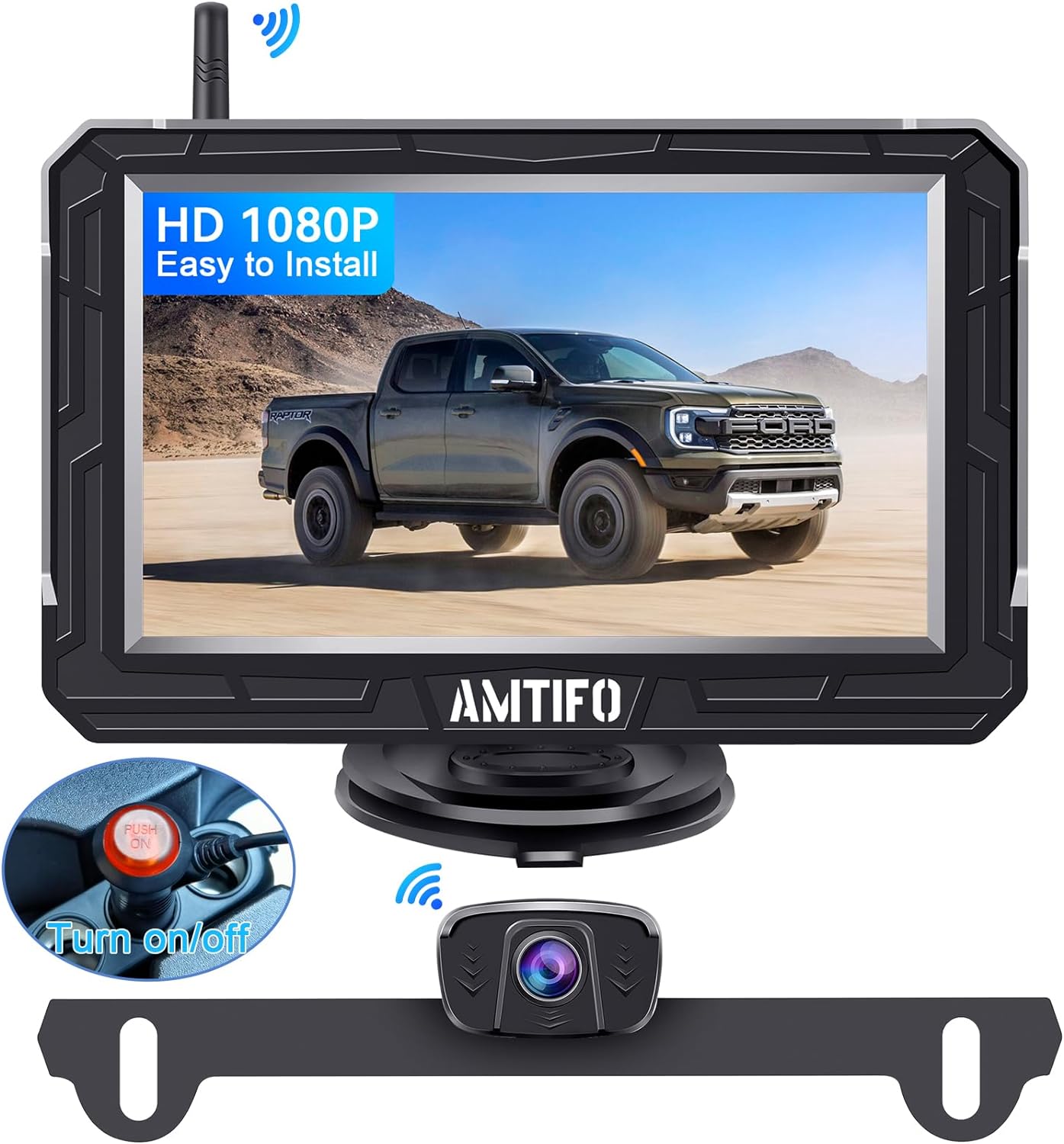 AMTIFO Wireless Truck Hitch Backup Camera - Easy Install HD 1080P Rear View System