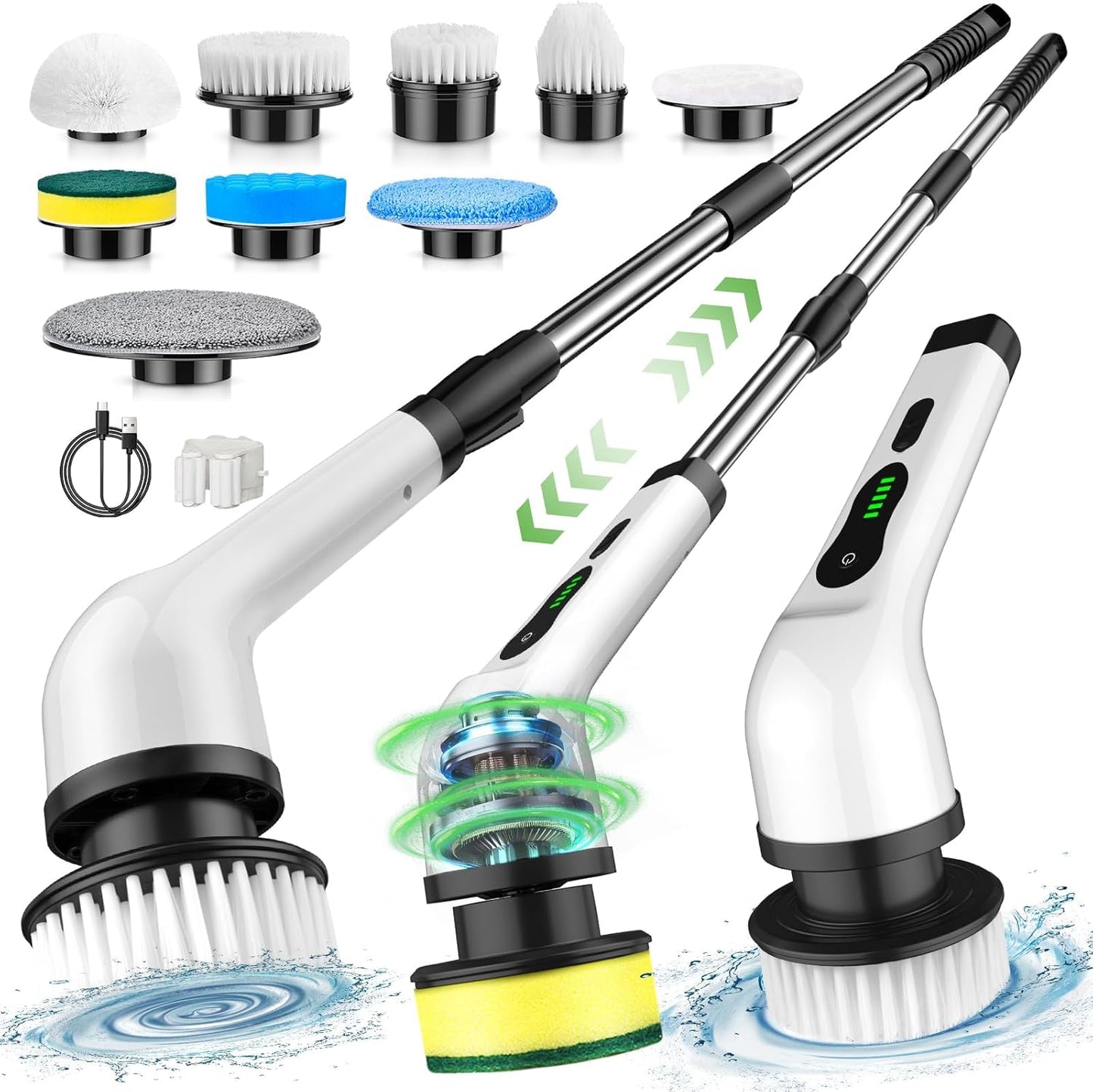 Electric Spin Scrubber with 9 Brush Heads for Deep Cleaning