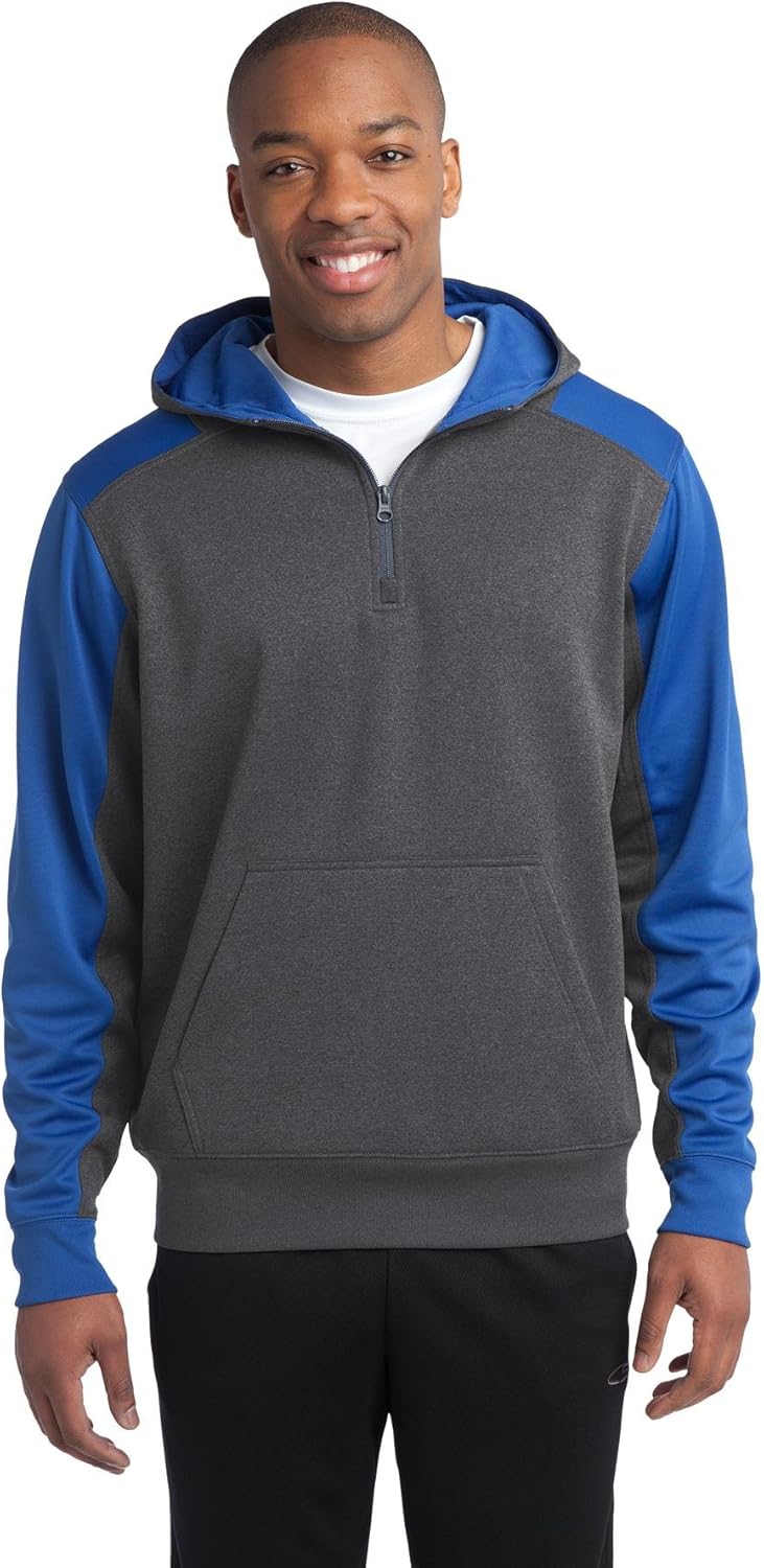 SPORT-TEK Stylish Graphite Heather/True Royal Fleece Hoodie M