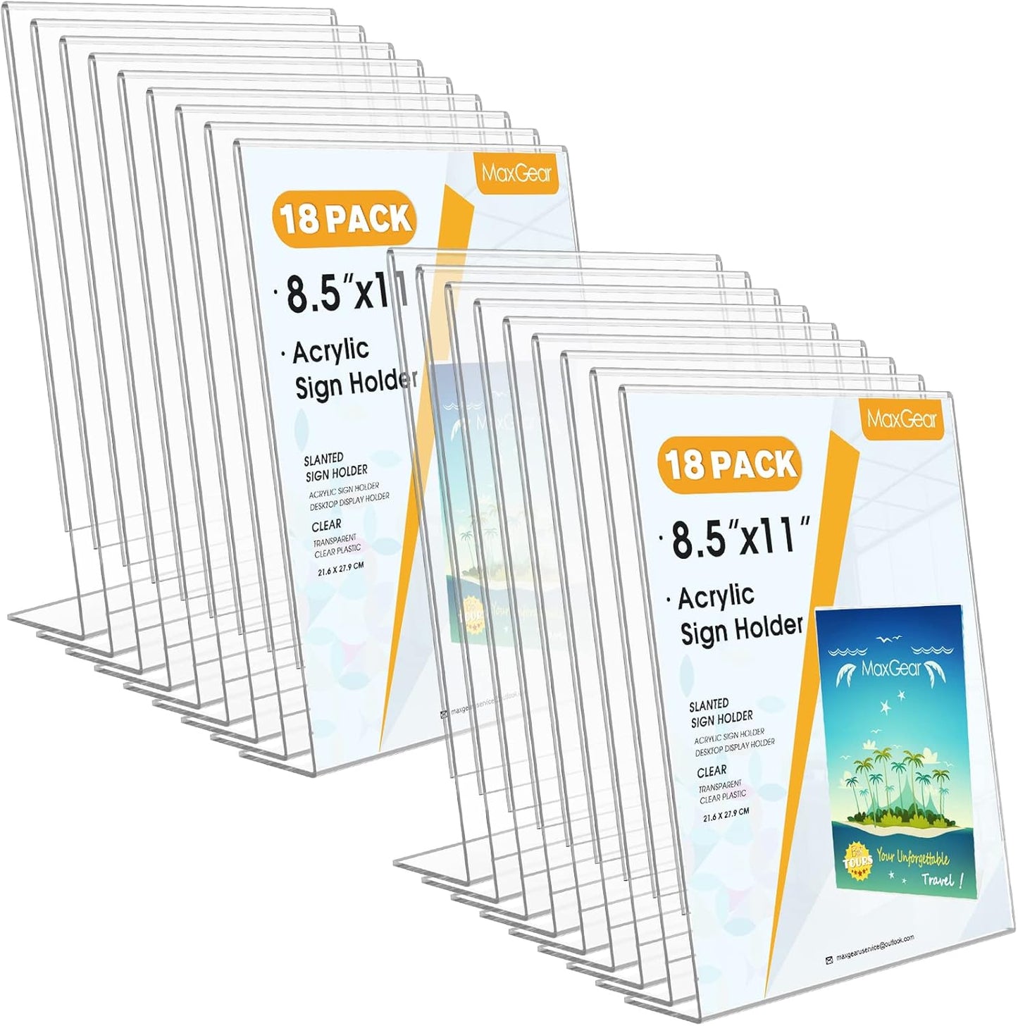 MaxGear Acrylic Sign Holder 8.5 X 11 for Office Desktop Use