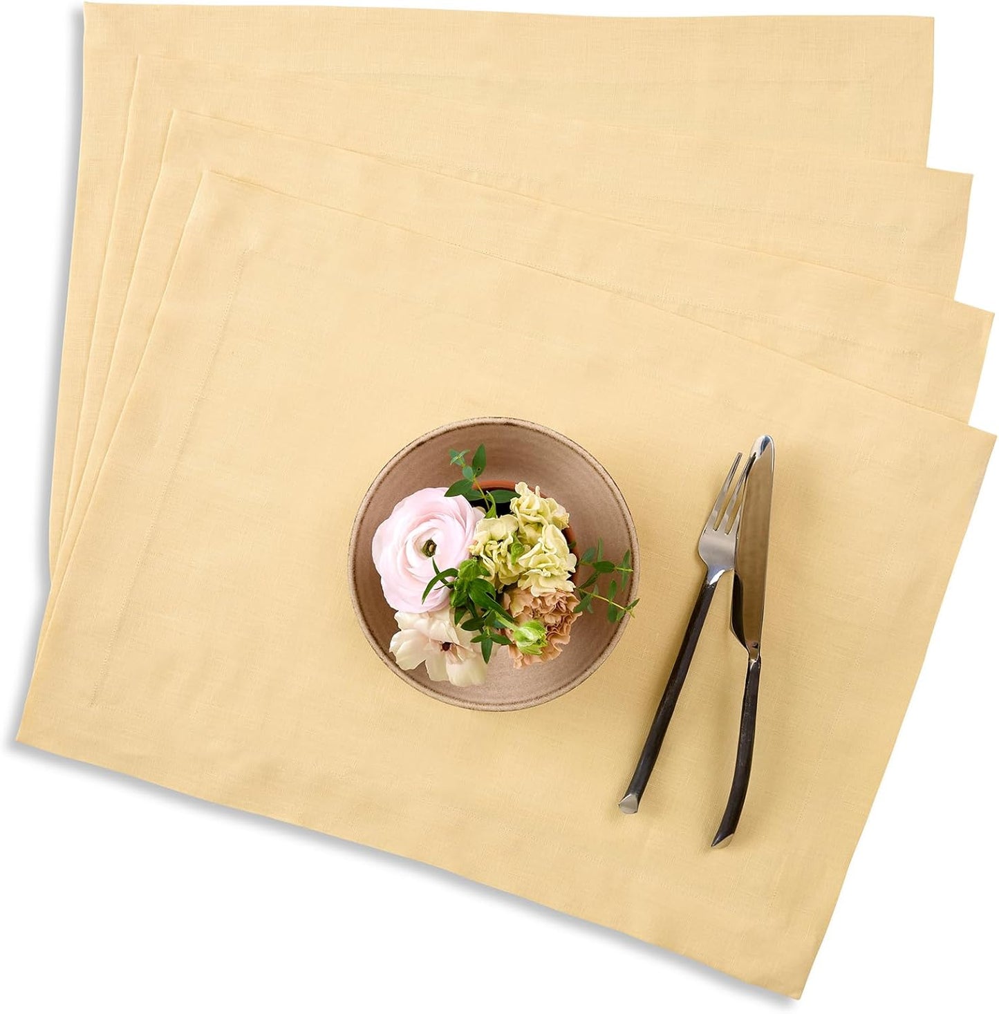Elegant Golden Straw Linen Placemats Set of 4 for Thanksgiving