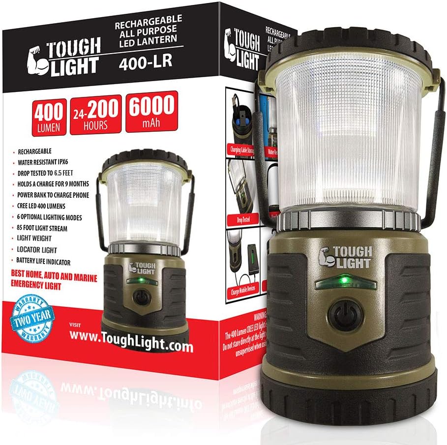 Ultra-Bright Rechargeable Lantern | 200 hrs Light | 6 Modes | Power Bank | Tough Light