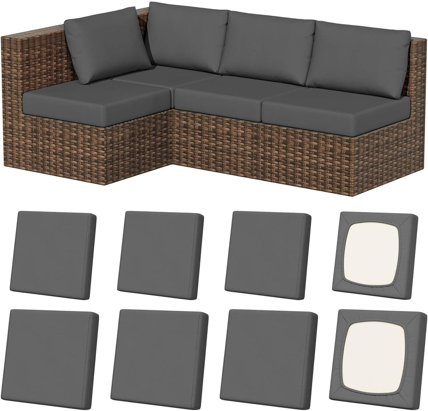 8Pcs Stretch Patio Cushion Covers for Outdoor Furniture Use