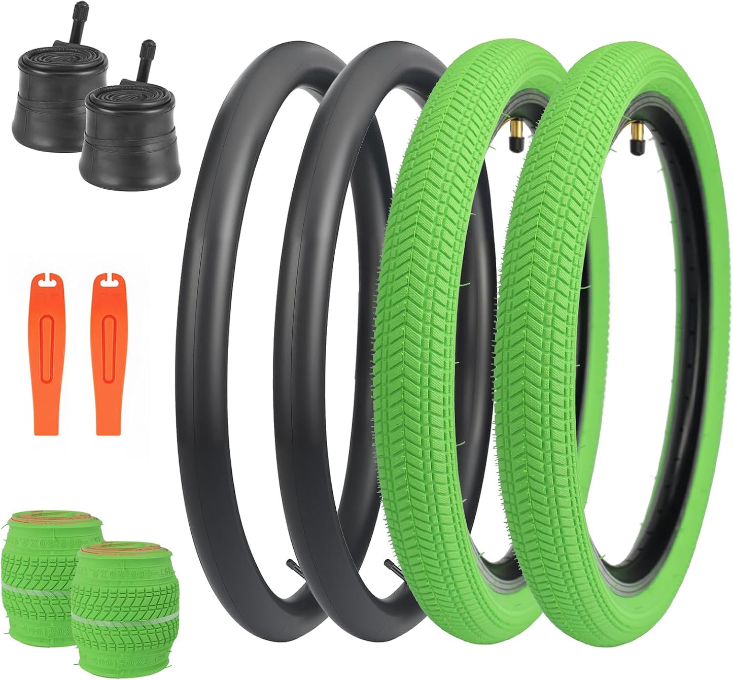 14 x 2.125 Bike Tire with Tube 2 Pack for Kids Bikes