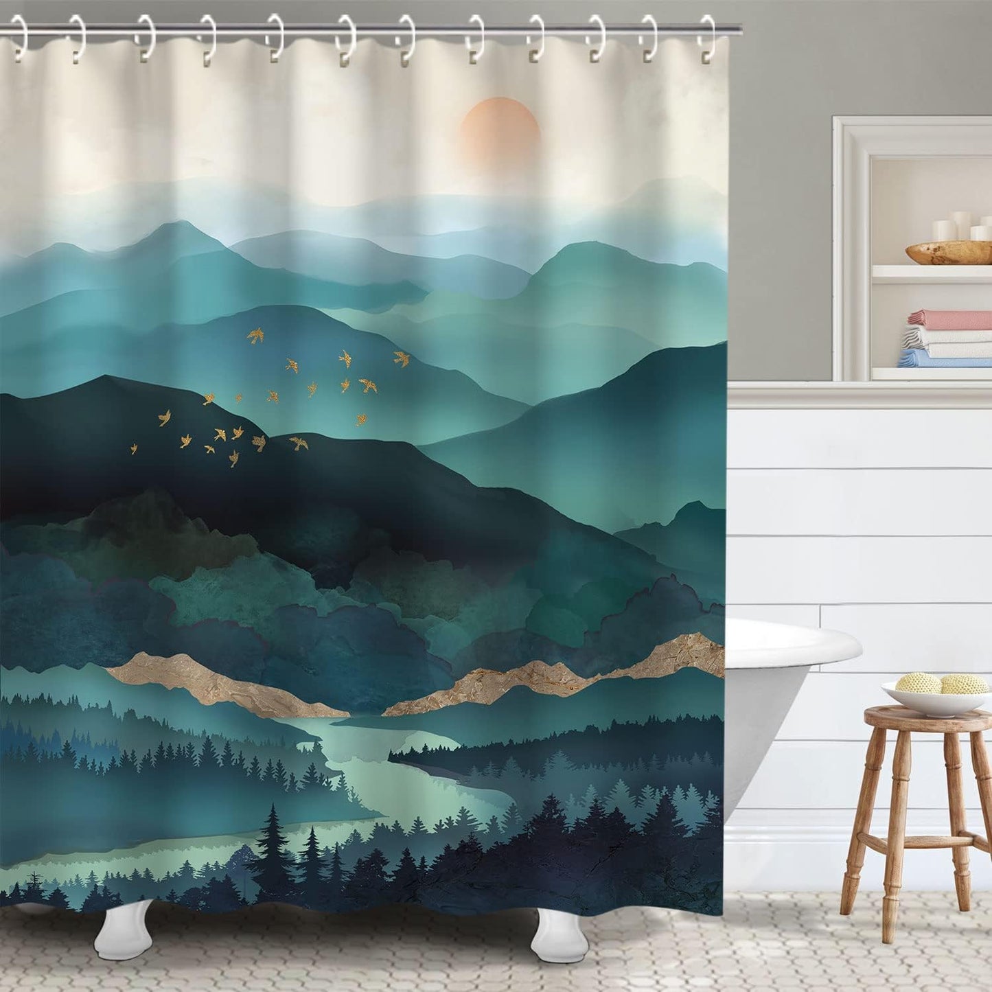 Refresh Your Bathroom with RosieLily Teal Forest Shower Curtain