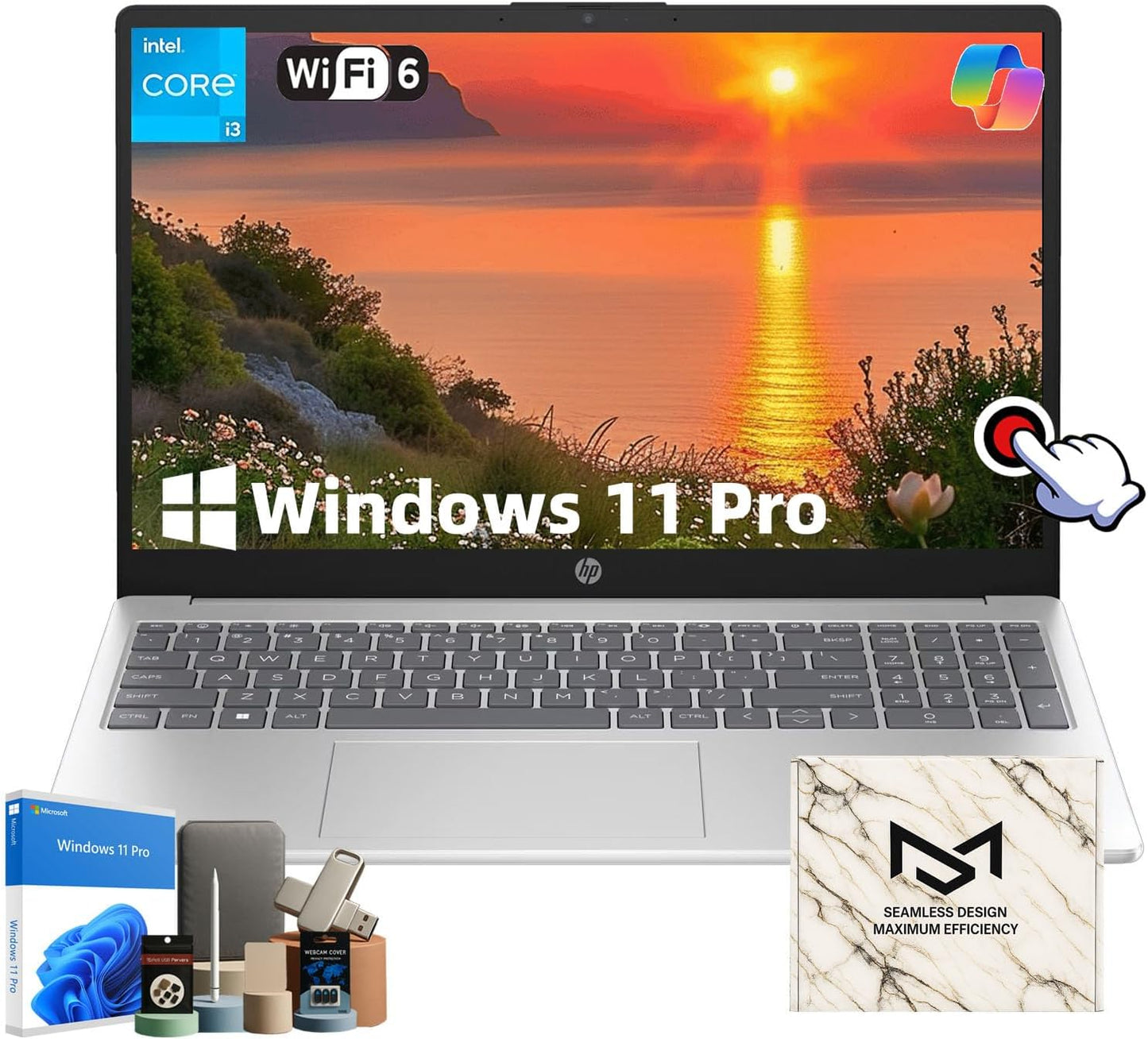HP 15.6 Laptop Touchscreen Computer for Work and Study