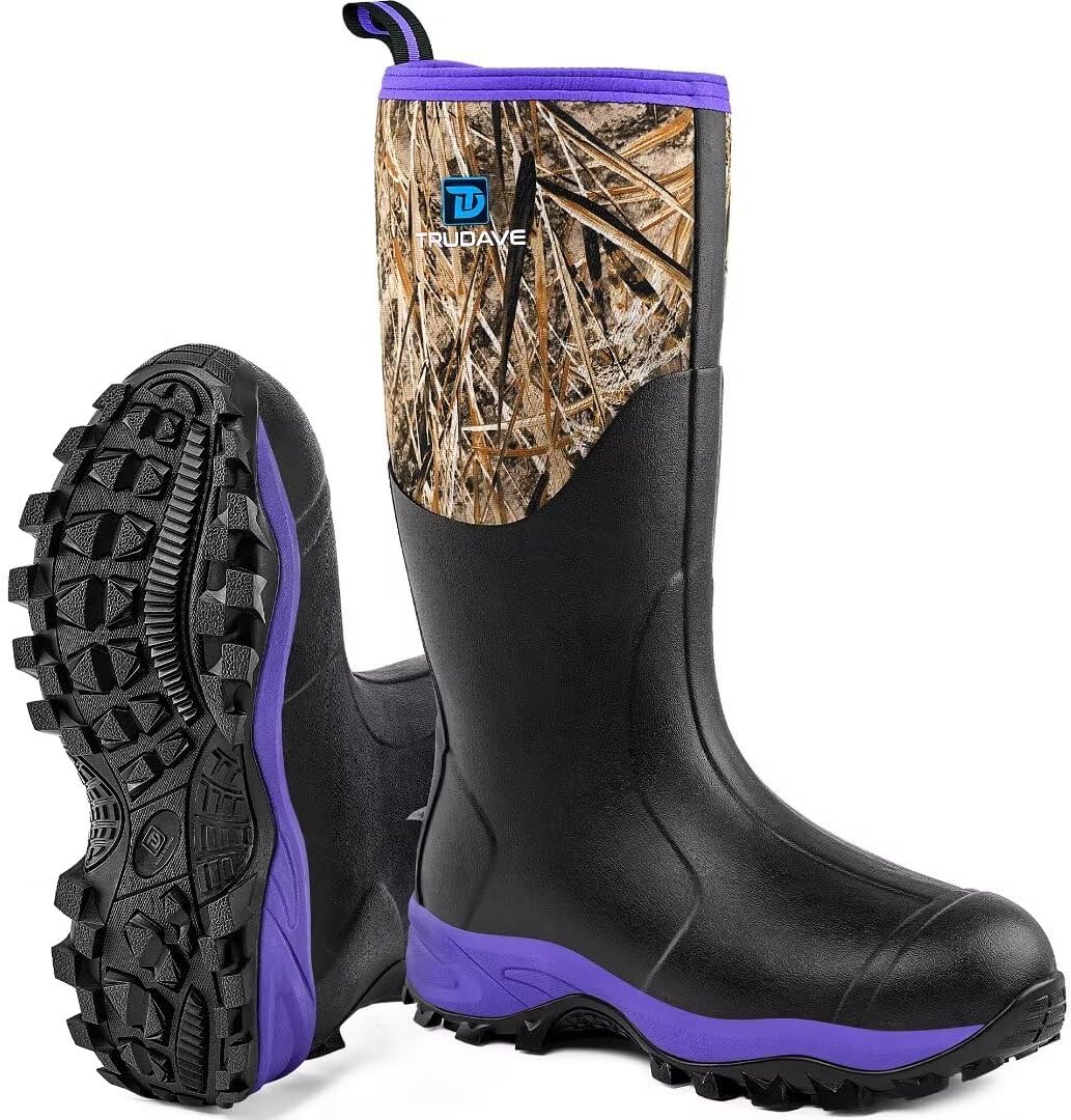 Trudave Waterproof Insulated Rubber Boots for Women, Size 6-11