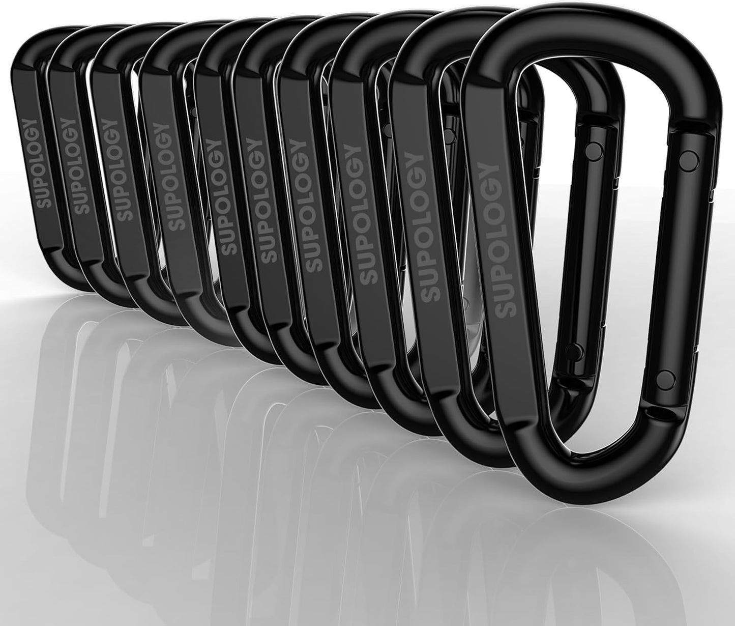 10-Pack Heavy Duty Steel Carabiners - 1100lbs - Multi-Use Clips
