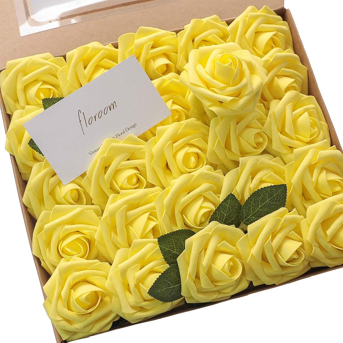 Real Looking Canary Yellow Foam Fake Roses for DIY Floral Arrangements