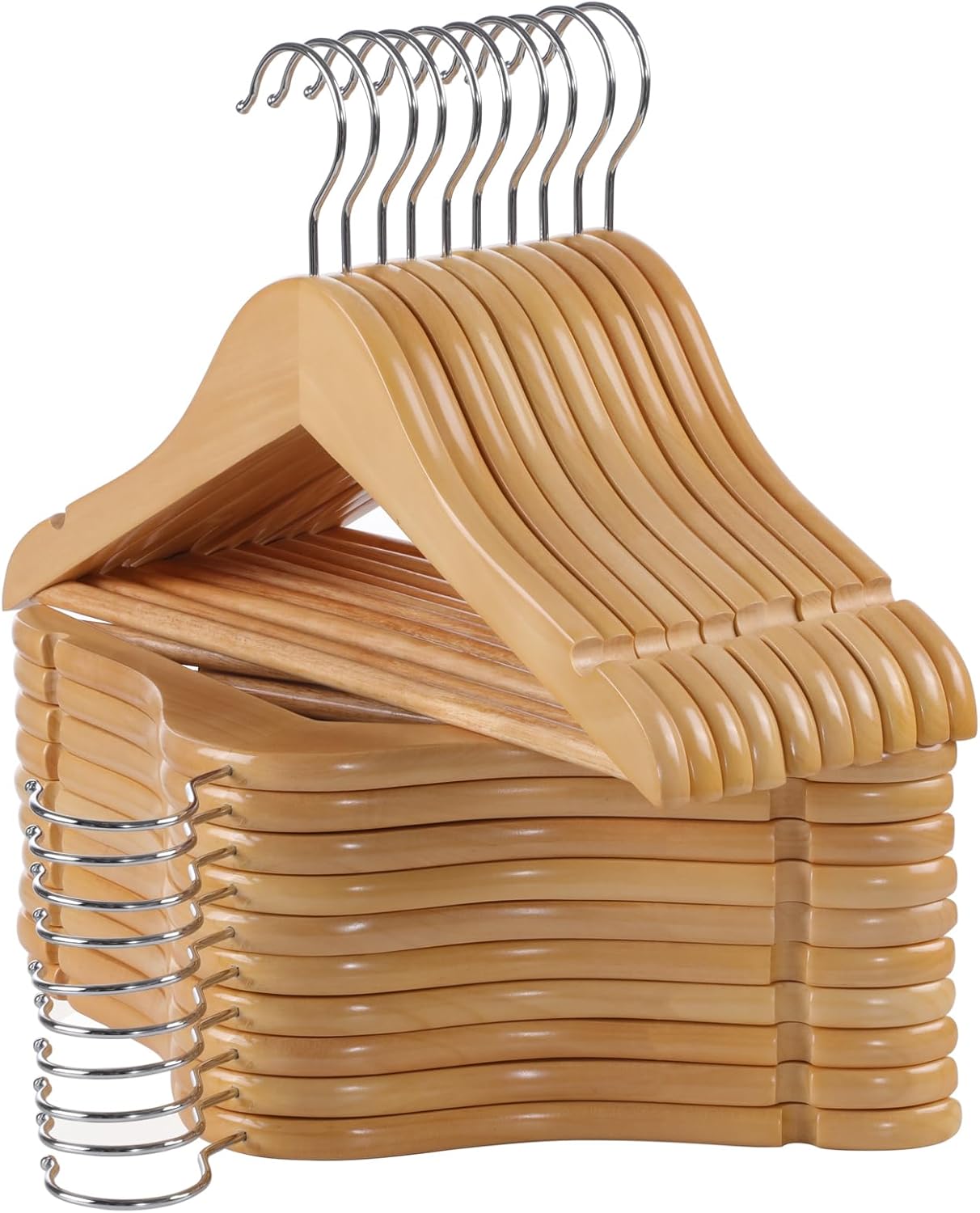 Kids Wooden Hangers 20 Pack for Baby Clothes with Notches