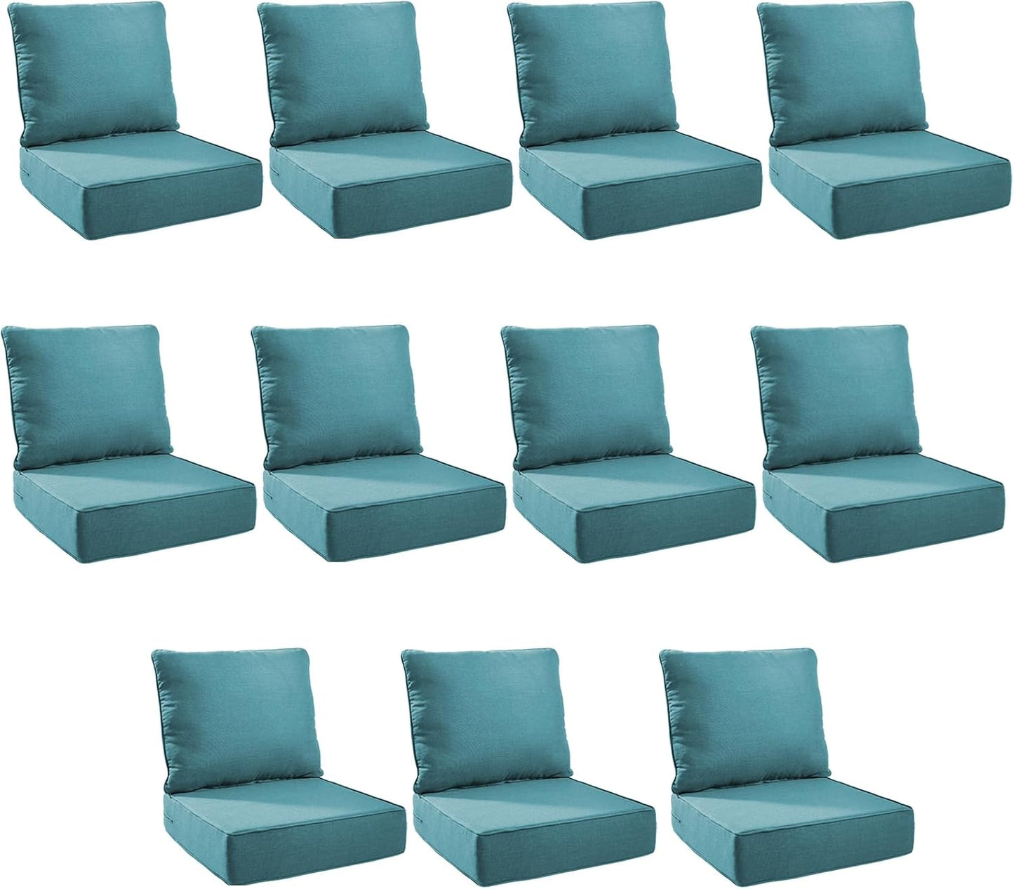Outdoor Cushion Set for Patio Furniture - 11-Pack in Peacock Green