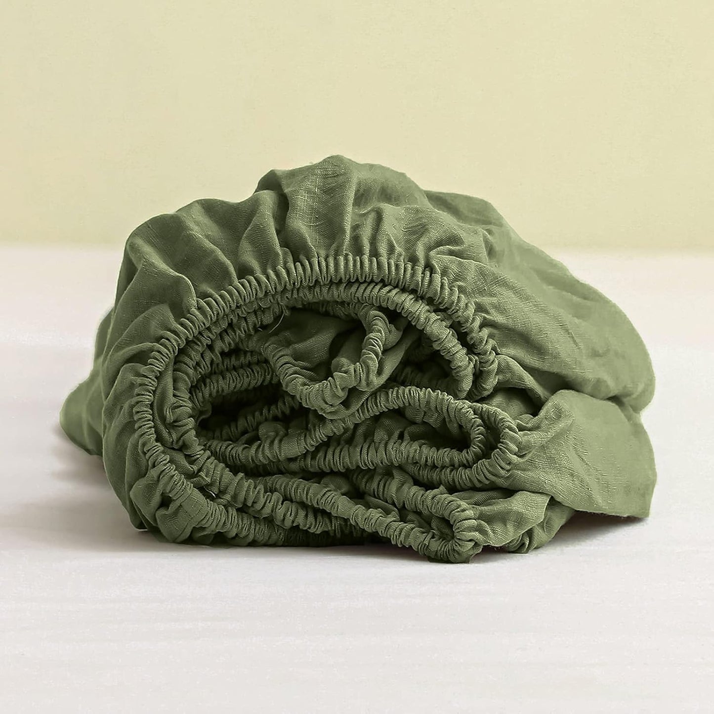 100% Linen Fitted Sheet Twin Size with Deep Pocket for Comfort